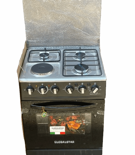 Black 60*60 Globalstar JET 3+1 standing cooker with electric oven